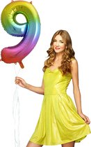 Regenboog Cijfer Ballon 9 helium gevuld.