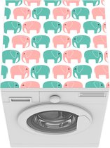 Wasmachine beschermer mat - Olifant - Dieren - Patroon - Pastel - Breedte 60 cm x hoogte 60 cm