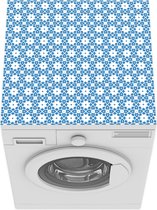 Wasmachine beschermer mat - Vintage - Bloemen - Blauw - Design - Breedte 60 cm x hoogte 60 cm