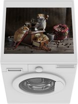 Wasmachine beschermer mat - Stilleven van hamsters die koffie maken - Breedte 55 cm x hoogte 45 cm