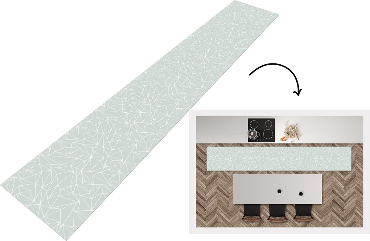 KitchenYeah Keukenloper - Keukenmat - Netwerk - Driehoek - Patronen - 360x60 cm - Keuken vloerkleed Multicolor