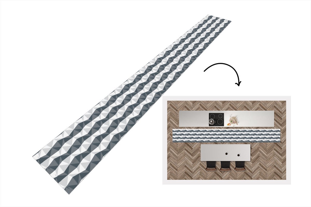 KitchenYeah Keukenloper - Keukenmat - Zebra - Geometrie - Patronen - 400x50 cm - Keuken vloerkleed Multicolor