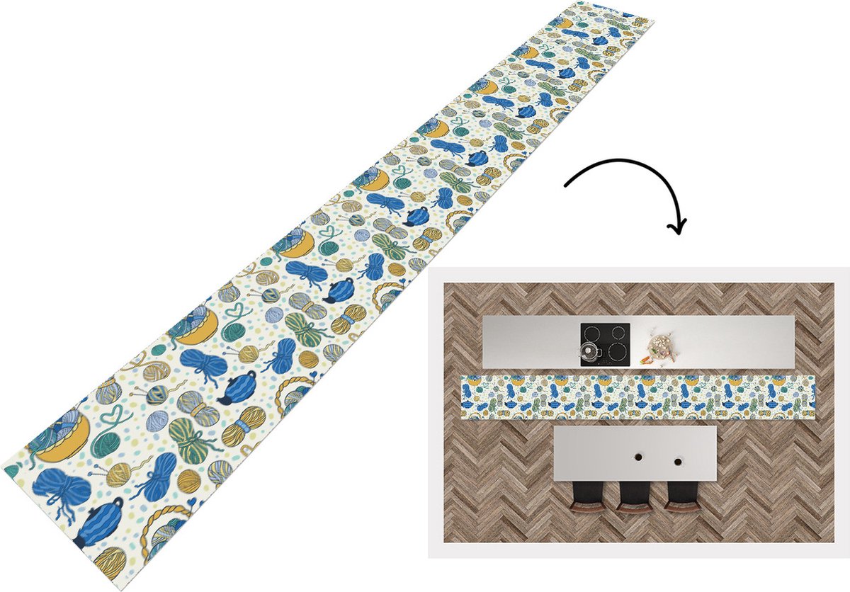 KitchenYeah Keukenloper - Keukenmat - Breien - Patronen - Wol - Keuken vloerkleed multicolor, foto 2