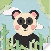 Muursticker Panda Vierkant - Wanddecoratie - Kinderkamer - Babykamer