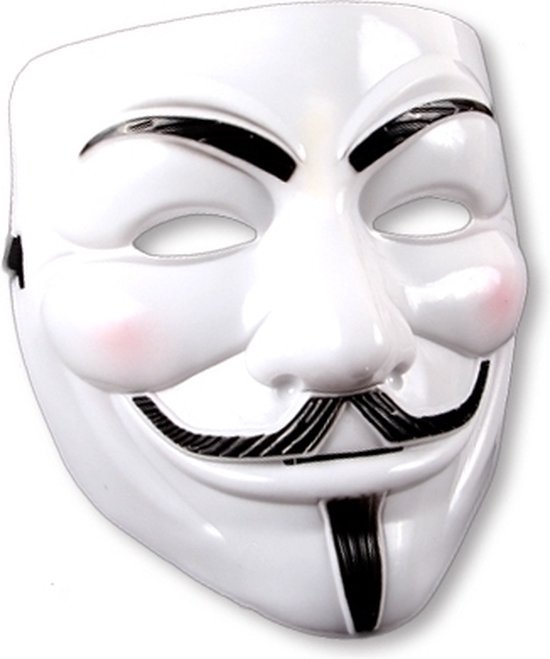 Wit V for Vendetta carnaval masker