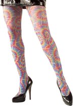 Carnaval verkleed Panty met psychedelische print voor dames - Hippie/Sixties/Flower Power thema