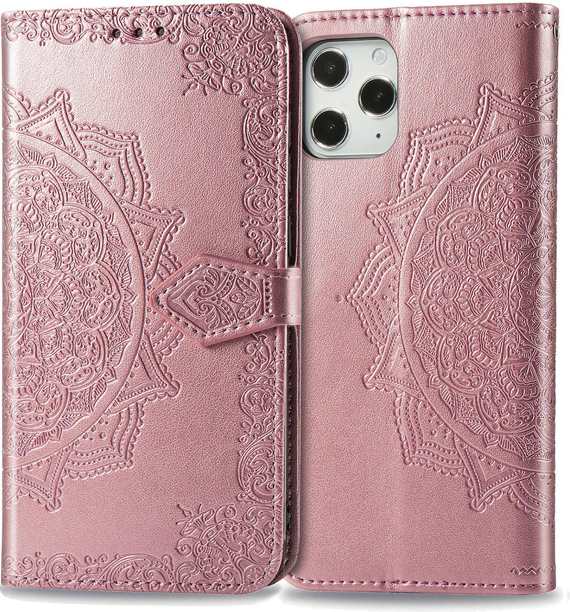 Bookcase geschikt voor Apple iPhone 12 Pro Max - Roze - Bloemen - Portemonnee Hoesje