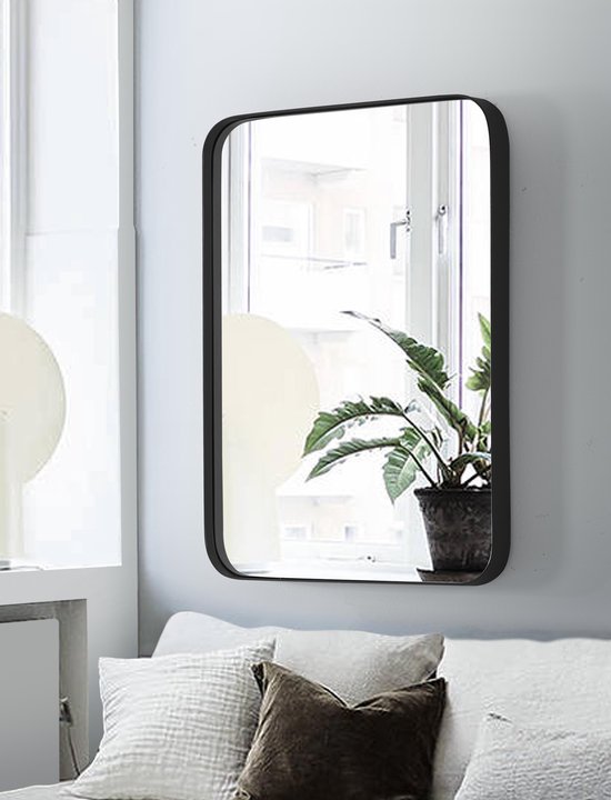 Pochon Home - Miroir Rectangulaire avec Cadre Noir - 76 x 55 cm - Star In |  bol.com