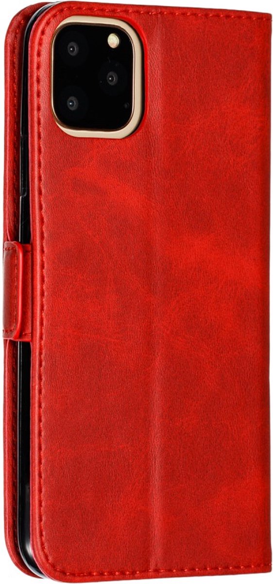 Peachy Leren Wallet Bookcase hoesje portemonnee geschikt voor iPhone 11 Pro Max - Rood