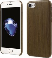 Peachy Silicone houten hoesje iPhone 7 8 SE 2020 SE 2022 Wooden TPU cover Donker imitatie hout