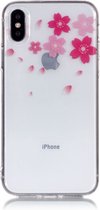 Peachy Soepele Transparante TPU Case bloemen iPhone X XS - Roze