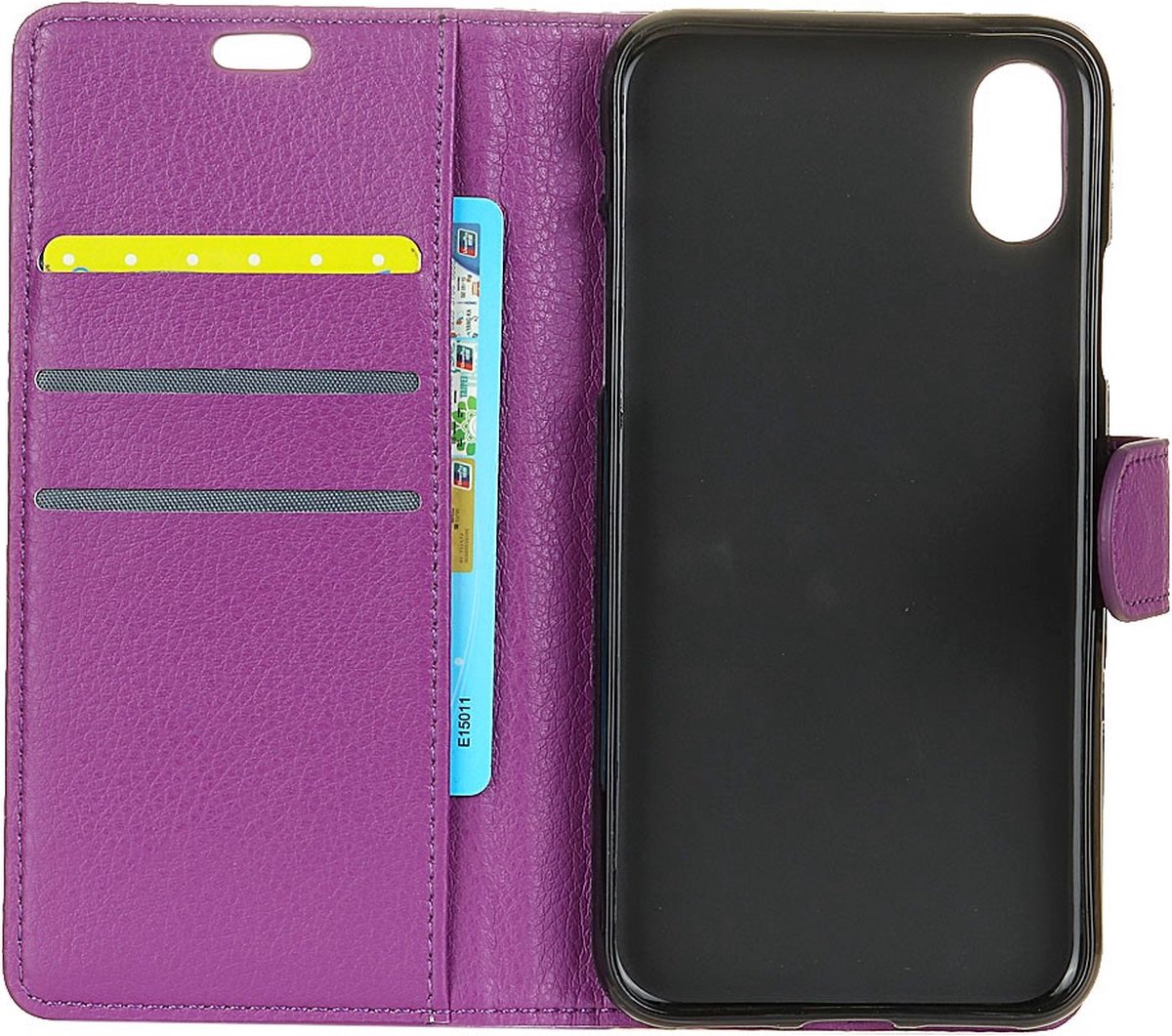 Peachy Paars wallet geschikt voor iPhone X XS portemonnee case lederen hoesje - Bookcase