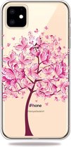 Peachy Warm Flexibel Vlinderboom Vlinders Boom Roze Hoesje iPhone 11 TPU case - Doorzichtig