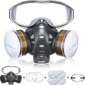 NASUM 8200 Adembeschermingsmasker - herbruikbaar - met filter en veiligheidsbril - stofbescherming, gasbescherming - voor schilderen - werken - knutselen - slijpen