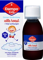Dampo Kids Kindersiroop Alle hoest + Vrije luchtwegen - Voor droge, vastzittende hoest en keelpijn - Suikervrij - Medisch hulpmiddel - 120 ml