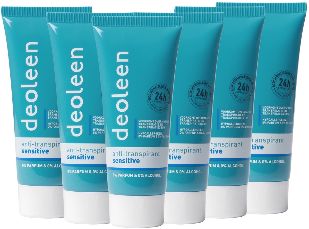 Goedkoopste Deoleen Anti-transpirant - Crème Sensitive - Deodorant - 50 ml 6 pack