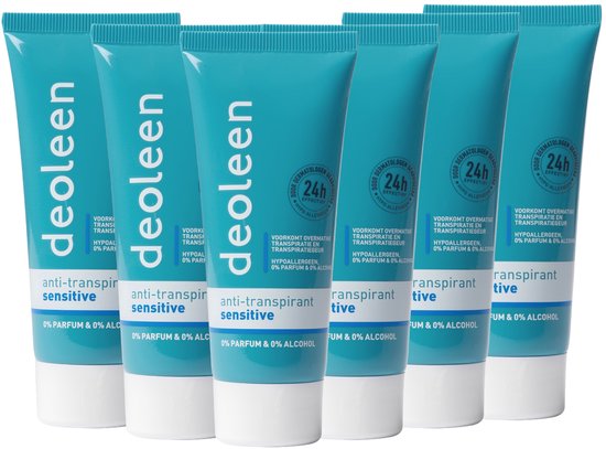 Deoleen Anti-transpirant - Crème Sensitive - Deodorant - 50 ml 6 pack
