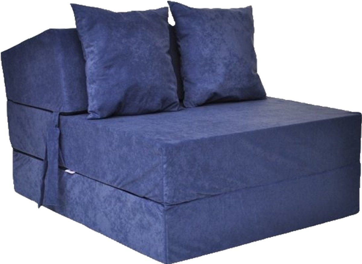 Viking Choice Luxe Opvouwbare Logeermatras Navy Blauw - Camping Matras 200x70x15 cm - Met Kussens