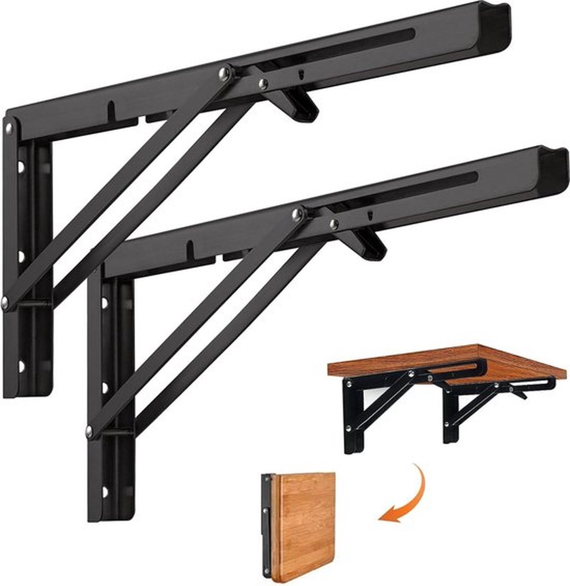 Hoog belastbare klapconsole - 80 kg draagvermogen - plankdragers - steunen - klapscharnier - beugels - 2 stuks - 400 mm - max. 80 kg