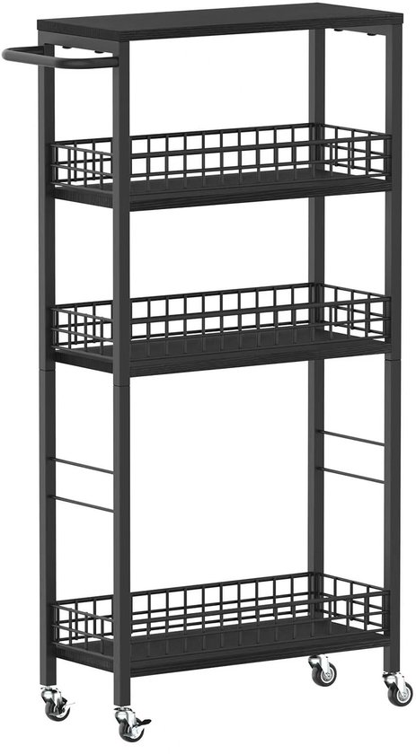 Opbergwagen op wielen - slanke opbergkar voor kleine ruimtes, keukenopbergunit rekken organizer trolley, badkamer utility cart