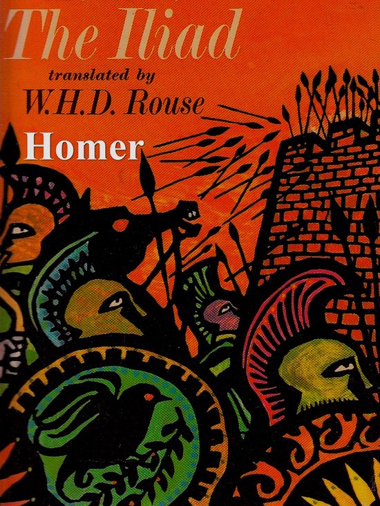 De Odyssee, vertaald door W.H.D. Rouse, Homerus. Illustratie van Griekse krijgers met helmen en schilden.