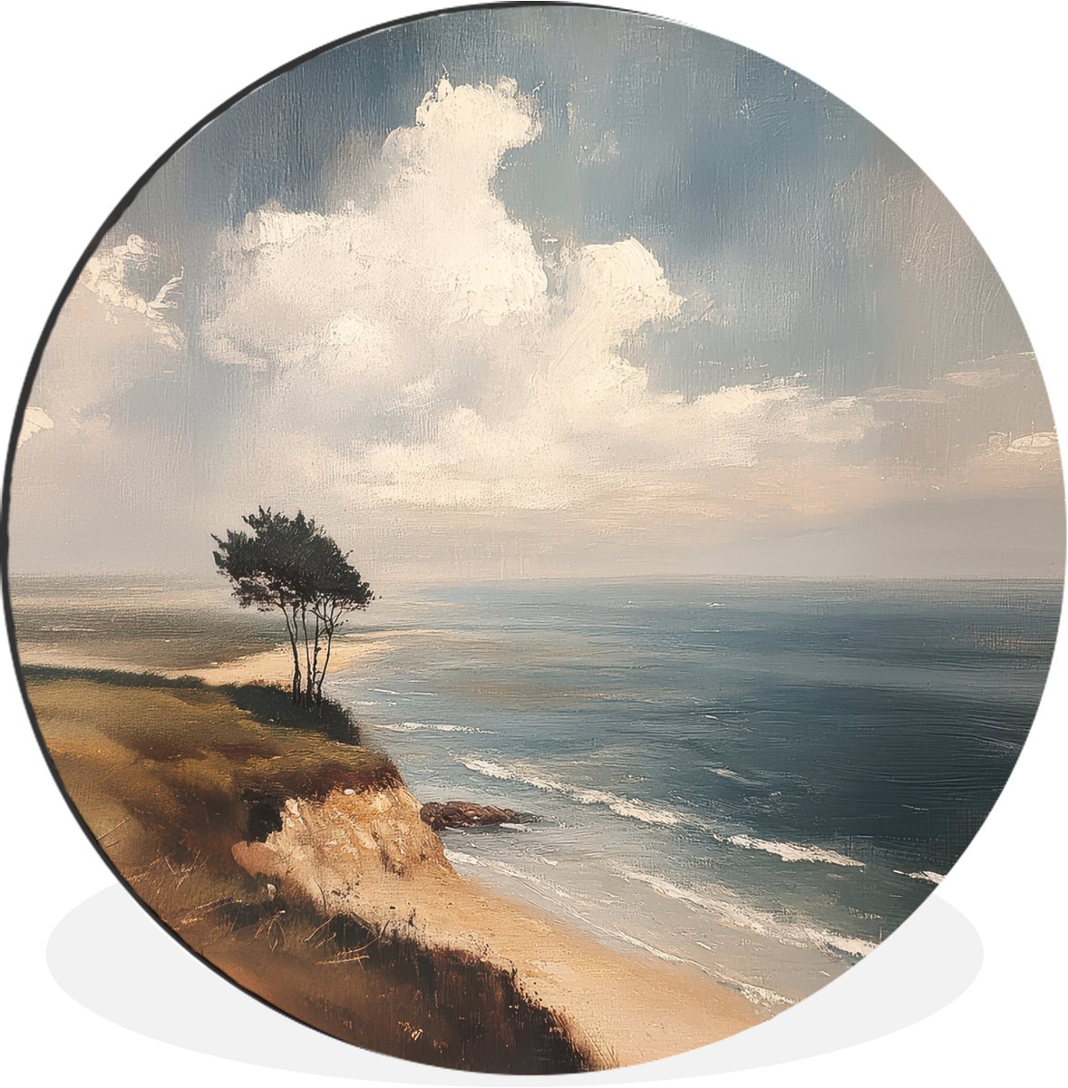WallCircle Wandcirkel - Muurcirkel - Klif - Zee - Boom - Aluminium - Dibond - 30x30 cm - Binnen en Buiten