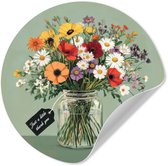 WallCircle® - Papier peint cercle 50x50 cm - Stickers muraux Fleurs - Vase - Carte - Cercle mural salon - Cercle mural chambre - Décoration de chambre autocollante - Accessoires de Décoration murale