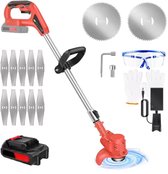 Bol.com Elektrische Draadloze Grastrimmer 21V - Tuingereedschap met Accu - Grasmaaier & Snoeischaar - Voor Onkruid & Bloemen aanbieding