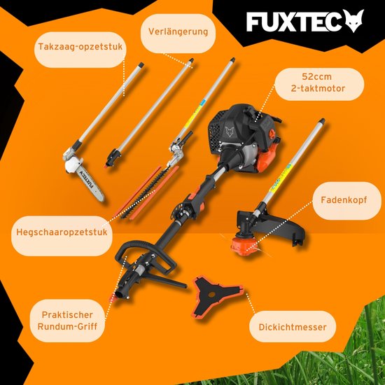 FUXTEC Multitool Benzine 5 in1 - Multigereedschap - Bosmaaier - Kettingzaag beweegbaar - Heggenschaar - 1m verlenging - FX-MT252ER van FUXTEC — afbeelding 4