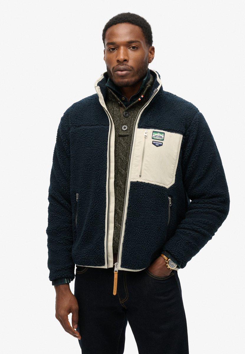 Superdry Vintage retro fleece met volledige rits Heren Truien Marineblauw