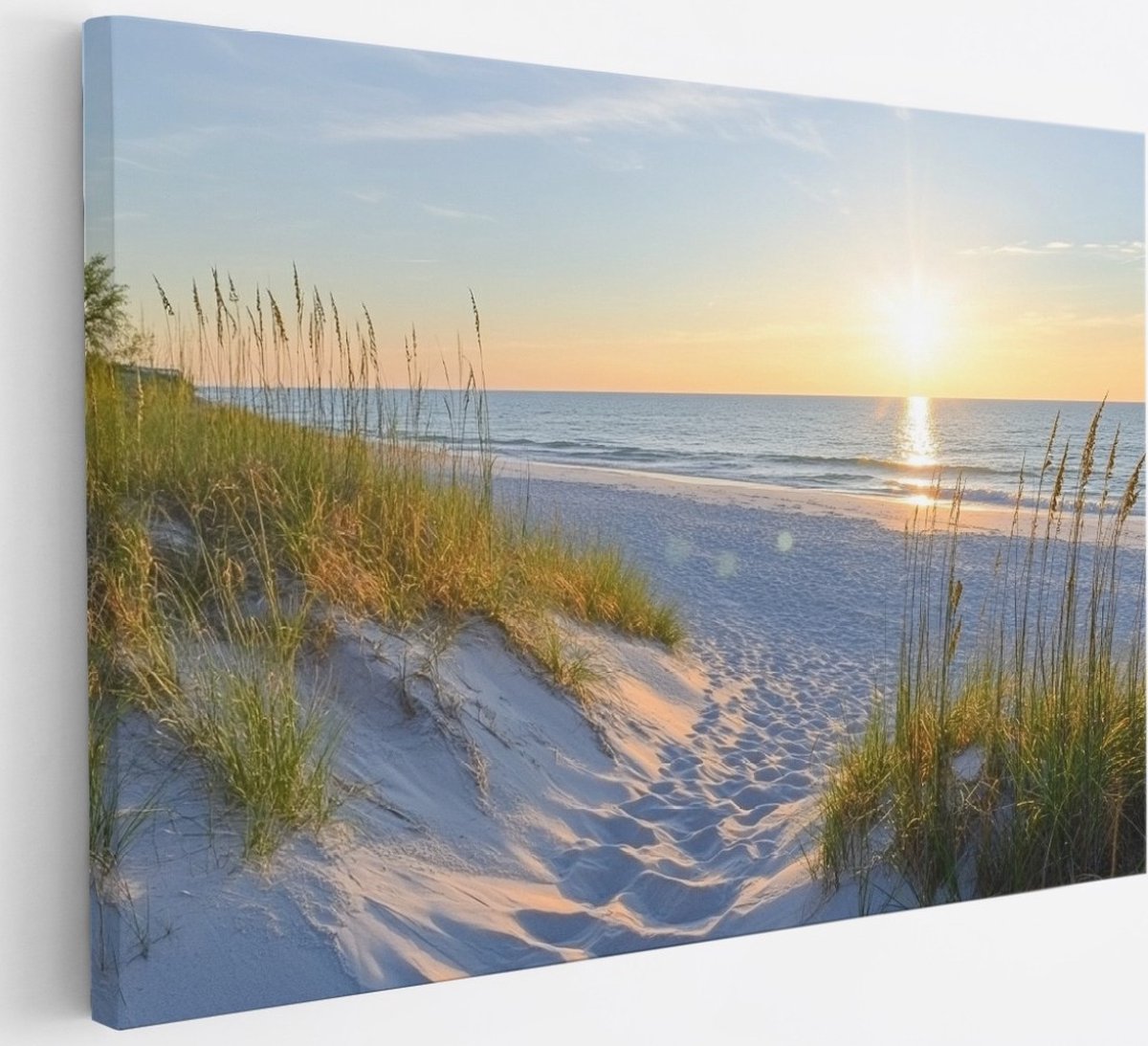 Saammp Canvas Schilderij - Strand - Zee - Pad Tussen Duinen - 30x20 - Foto op canvas - Wanddecoratie - muurdecoratie Woonkamer - Slaapkamer decoratie - Canvas Print Multicolor