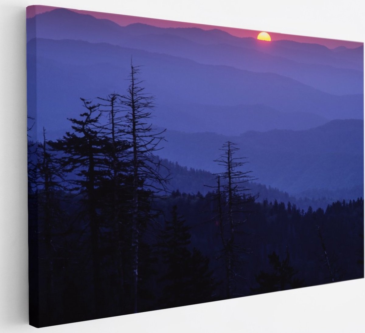 Saammp Canvas Schilderij - Paarse lucht door zonsondergang - Landschap - Natuur - 30x20 - Foto op canvas - Wanddecoratie - Muurdecoratie Woonkamer - Slaapkamer decoratie - Canvas Print Multicolor