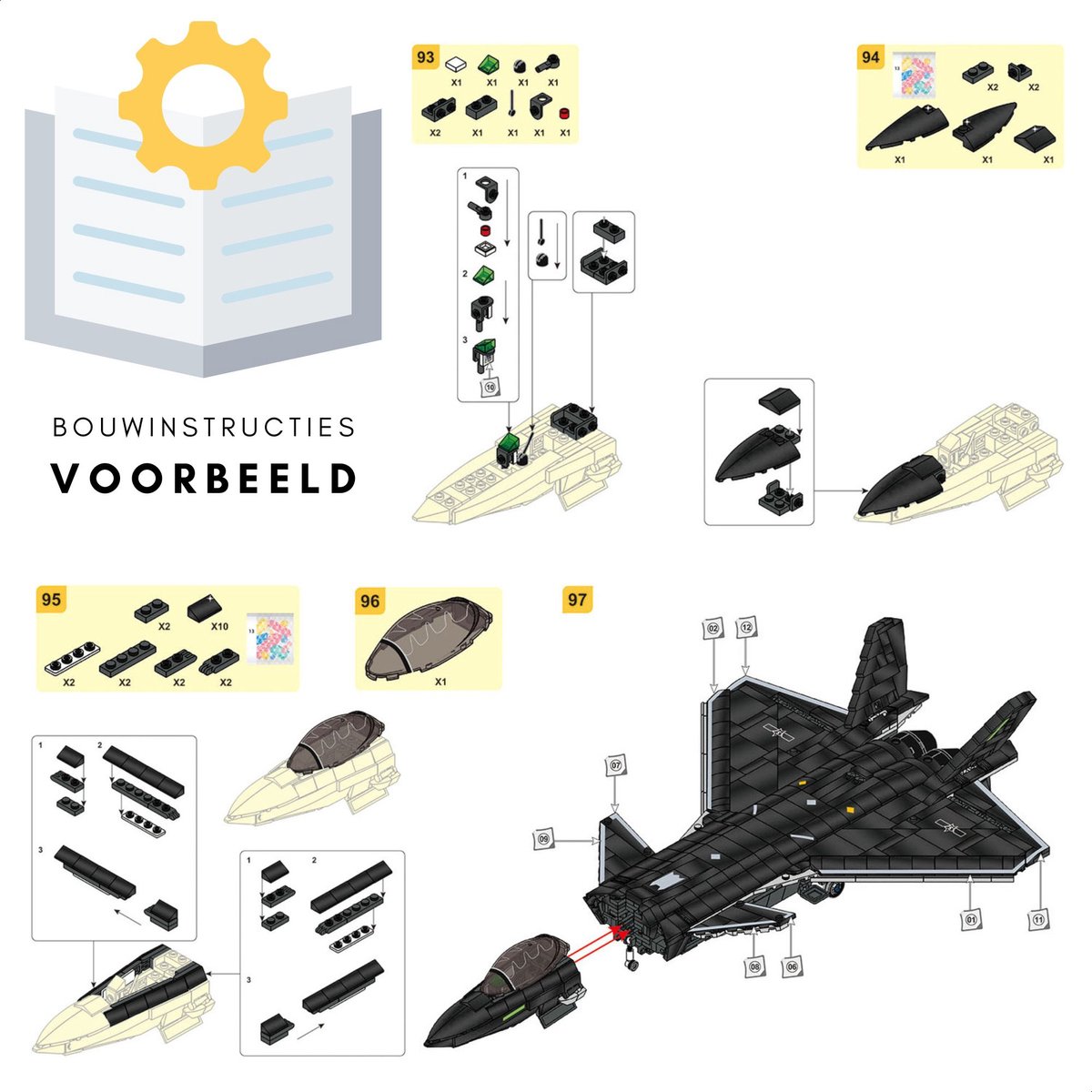 Sluban - J20S Straaljager met LED verlichtingen | WW2 army luchtmacht | Technic creator ideas educatief leger speelgoed | Expert bouwpakketten voor volwassenen | Classic icons vliegtuig modelbouw | 953 bloks — afbeelding 7