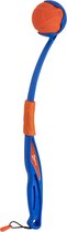 Chuckit ! Mini lanceur Fetch & Fold - 26-46 cm - Lanceur de balles pour chien - Bâton de lancer pliable - Comprend une balle en caoutchouc - Blauw/ Oranje