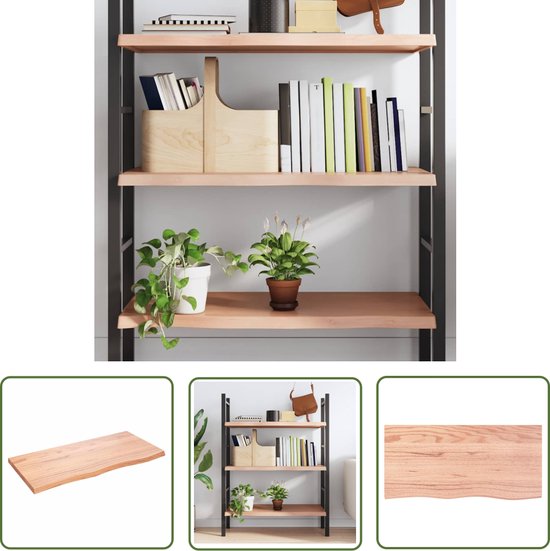 vidaXL Eikenhouten Wandplankje - Wanddecoratie - Wandschap 100x50x(2-4)cm behandeld massief eikenhout lichtbruin - Vintage Wandrek - Rustic Wandrek - Woonaccessoires
