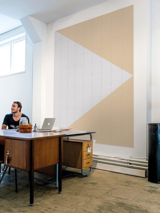 IXXI Color blocking - Gris Beige, Allon Dery - 80 x 100 cm - Support d'accrochage gratuit - Grande Décoration murale et posters - Graphisme, Abstrait,