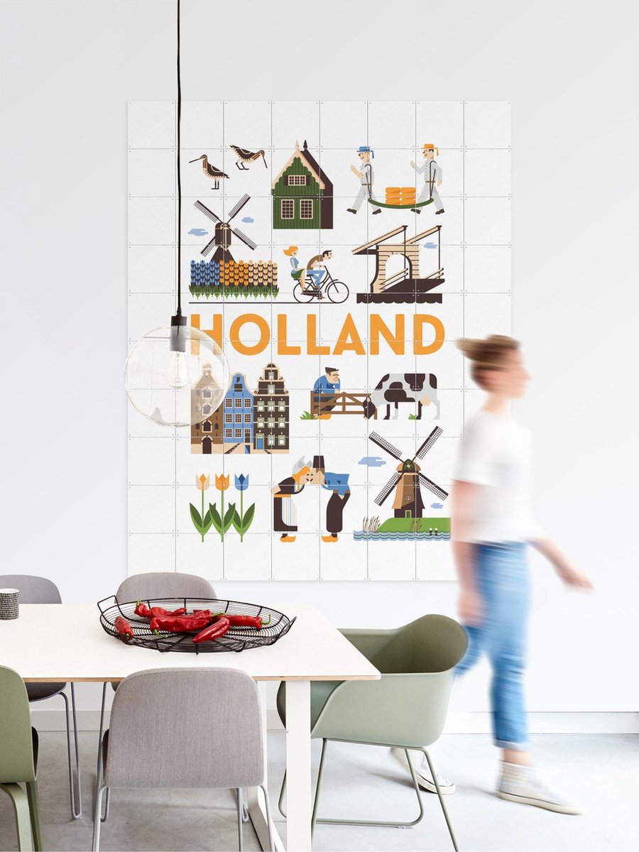 IXXI Holland, Jochem Coenen & Kunst in Kaart - 80 x 100 cm - Gratis ophangtool - Grote wanddecoratie en posters - Speels, Illustraties, Grafisch
