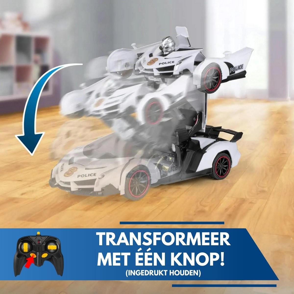 Boncy® Bestuurbare RC Auto - Transformerende Lambo Politie - Jongens Meisje Volwassenen - Robot Speelgoed Binnen Buiten - Afstandbestuurbaar Race Drift Car - Afstandsbestuurbaar Raceauto Accu - Stuntauto Bestuurbaar Elektrisch Autos Afstandsbediening — afbeelding 4