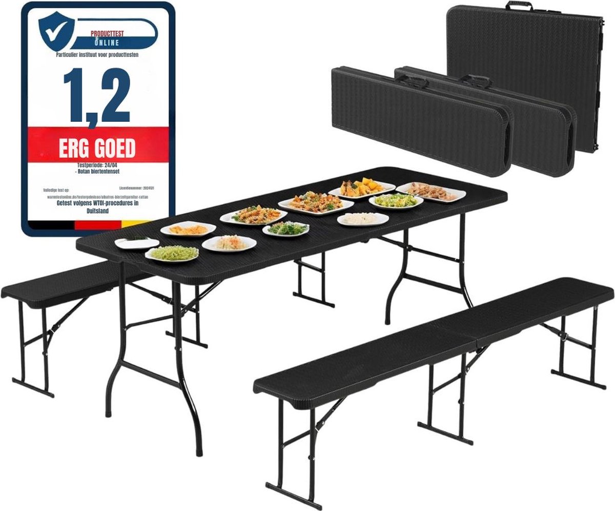 Zylo® Biertafel - Biertafels - Biertafelset - 182x75x75cm - Zwart
