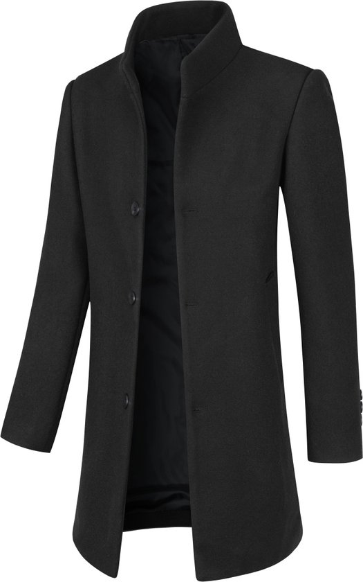 Winterjas Heren Slim Fit Lange Wollen Jas Zakelijke Jas Met Opstaande Kraag Heren Winter (Color : Blau, Size : 4XL