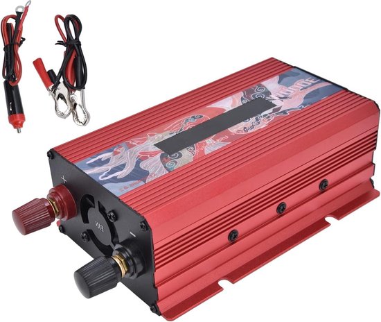 BESTEK 200 W KFZ spanningsomvormer 12V naar 230V omvormer met 2 stopcontacten en 4 USB auto-oplader incl. sigarettenaanstekerstekker zwart
