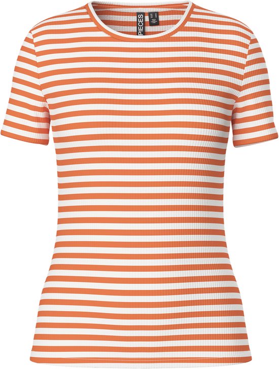 T-shirt pour femme PIECES PCRUKA SS TOP JRS NOOS BC - Mandarine Orange Cloud Dancer