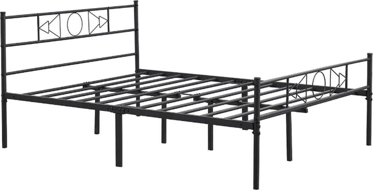 Bolt Edge Metalen Bedframe - 2 persoons - 140x200cm - Incl. lattenbodem - Zwart