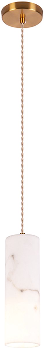 Olucia - MARILOU - Hanglamp - Wit / Messing - Vorm: Rechthoek