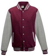 Just Hoods - Varsity Jacket - Burgundy/Heather Grey maat XL