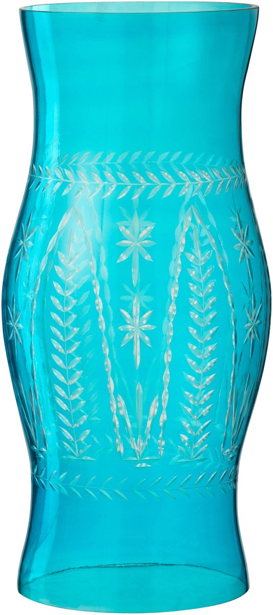 J-Line windlicht Tarifa - glas - azuur - small Blauw