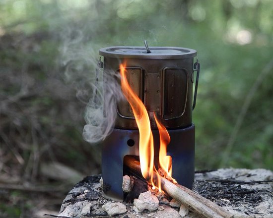Boundless Voyage Camping Stove Portable Foldable Titanium Cooker Wood Burner Lightweight Compact Durable for Outdoor Backpacking Hiking Travel Picnic BBQ Ti2010C