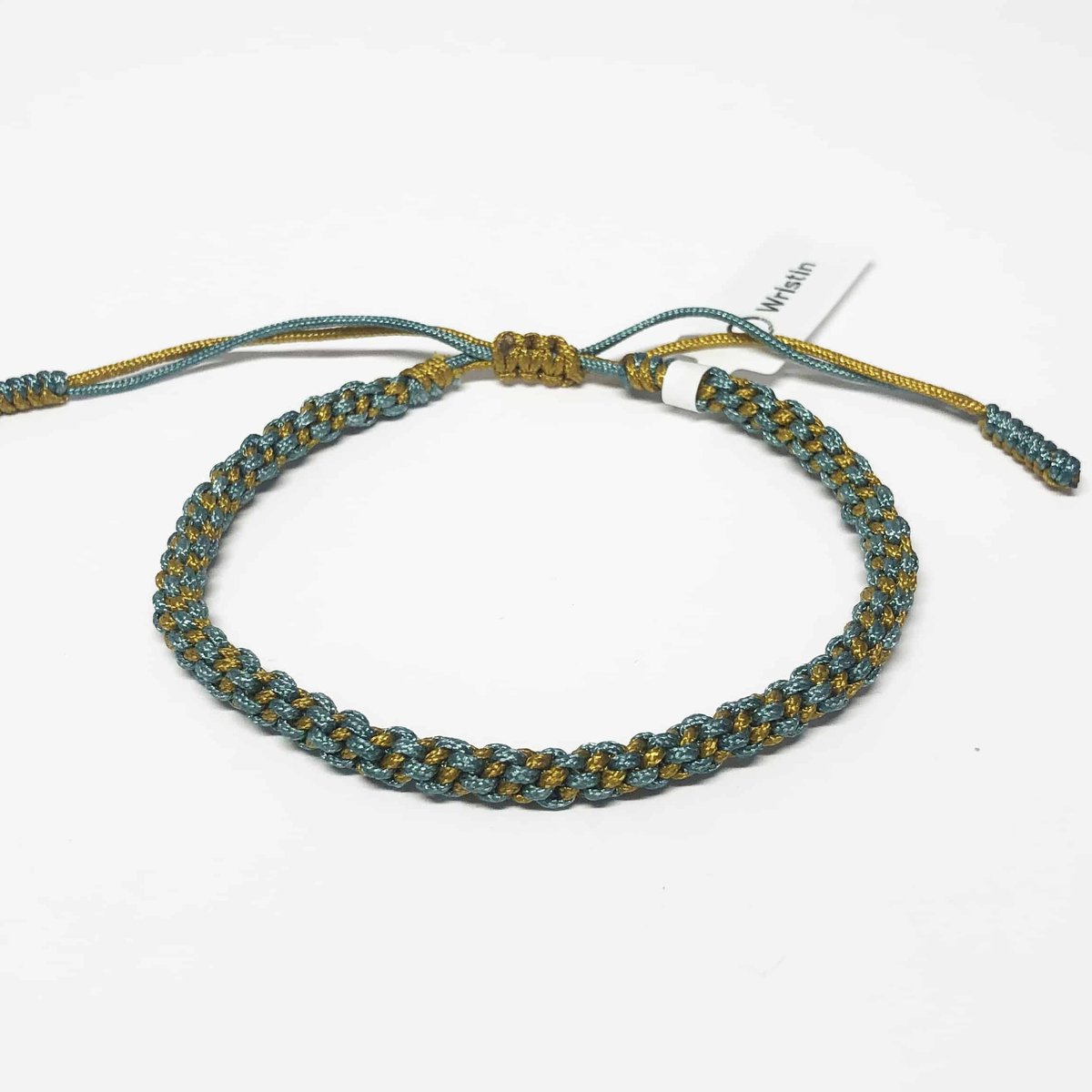 Wristin - Tibetaanse armband geweven turquoise/goud