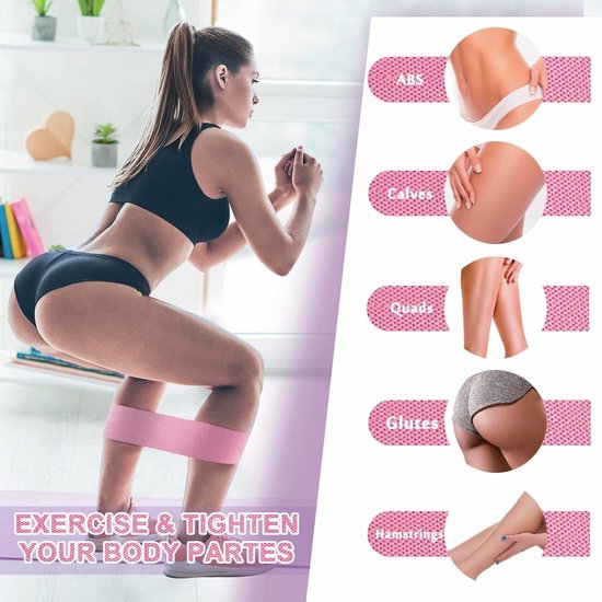 3-delige stoffen weerstandsbanden voor benen en billen oefenbanden fitnessbanden Booty Bands elastische sterkte squat band voor weerstandstraining, fysiotherapie, thuistrainingen (kleur: veelkleurig