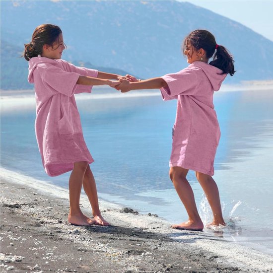 Badponcho voor meisjes en jongens, 100% katoen, strandponcho, handdoek met capuchon, omtrekhulp, surfponcho, badjas van By Lille Vilde — afbeelding 2